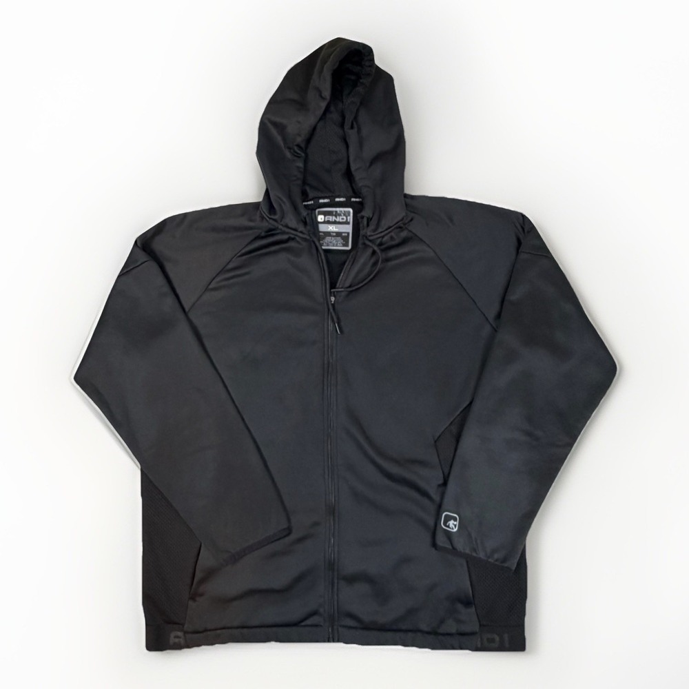 And1 Hoodie Men's XL Black Jacket Zipper Polyester Sport Outdoor